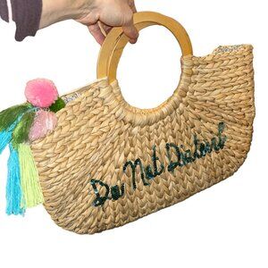 Margaret Josephs The Macbeth Collection "Do Not disturb" Large straw bag purse